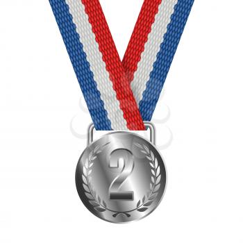 Silver Medal Isolated on White Background Vector illustration