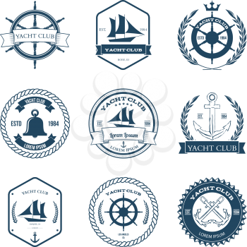 Set of Yacht Club Labels Design Elements Vector Illustration