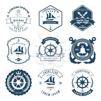 Set of Yacht Club Labels Design Elements Vector Illustration