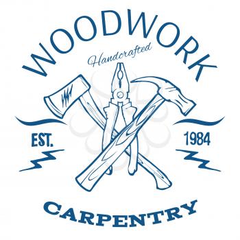 Woodwork and Carpentry Design T-shirt Print Vector Illustration