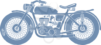 Hand Drawn Vintage Motorcycle Silhouette Vector Illustration