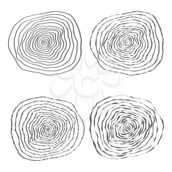 Set of Four Tree Rings Vector Illustration