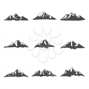 Set nine of Mountain Icons Vector Illustration