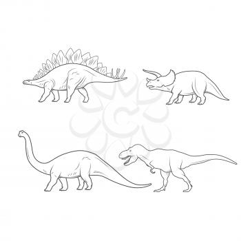 Set of Dinosaurs Illustration isolated on white background. Vector illustration