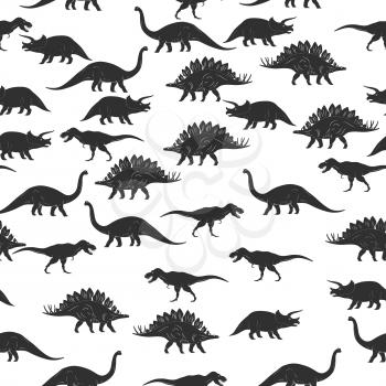 Dinosaur black and white seamless pattern. Vector illustration
