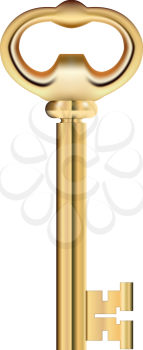 Golden Key isolated on white Background. Vector illustration