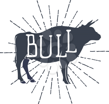 Farm animals, vector icons. silhouette of bull. Vector illustration