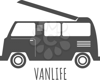 Van Car silhouette isolated on white background. Vector illustration