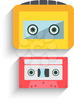 Vector Illustration Colorful Cassette Tape Collection isolated on a white background. Vector Illustration
