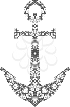 Abstract Anchor Silhouette with Pattern. Vector illustration