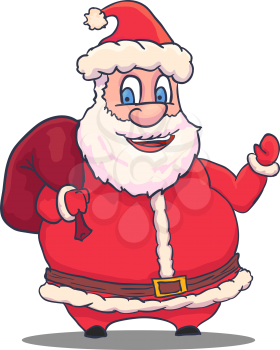 Cartoon Santa Claus Character on White Background. Vector illustration