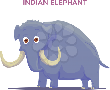 Cartoon Indian Elephant isolated on white background. Vector illustration