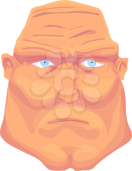 Cartoon Brutal Man Face with blue eyes. Vector Illustration