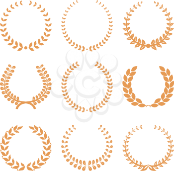 Vector gold award wreaths, laurel on white background. Vector illustration