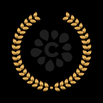 Vector gold award wreaths, laurel on black background. Vector illustration