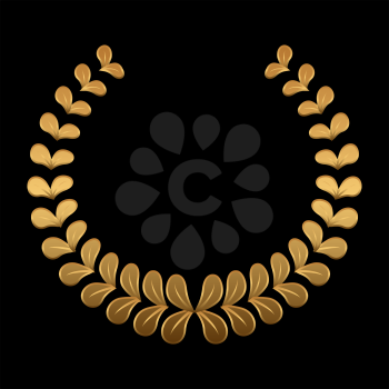 Vector gold award wreaths, laurel on black background. Vector illustration