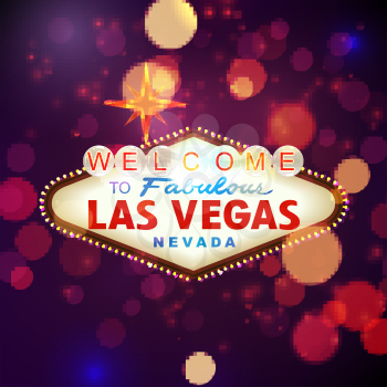 Welcome to Las Vegas Sign with Bokeh Background. Vector illustration