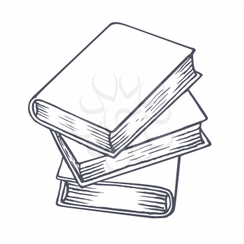 Stack of books sketch. Hand drawn books. Vector illustration