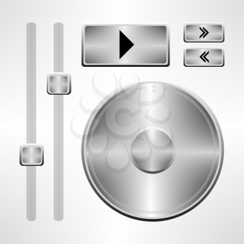 Metallic software music vector elements icon set