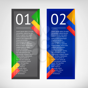 Different colors Vector Vertical Banner with color insets