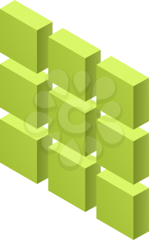 green three dimensional cubes on a white background
