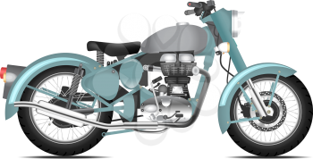 Detailed green retro style motorbyke with shadows