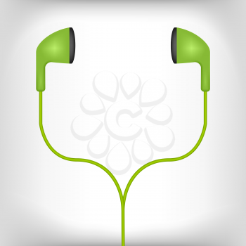 green earphones illustration on a white background