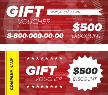 Red Gift voucher template with decorative elements