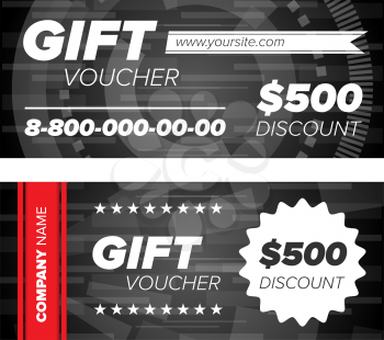 Black Gift voucher template with decorative elements