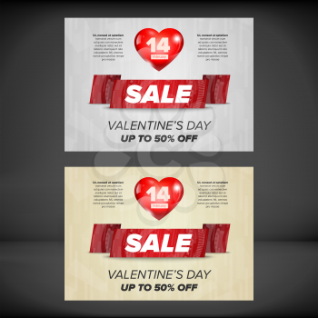 Valentine day sale banner - Women day discount flayer concept with heart
