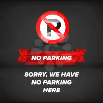 No parking sign on an black abstract background
