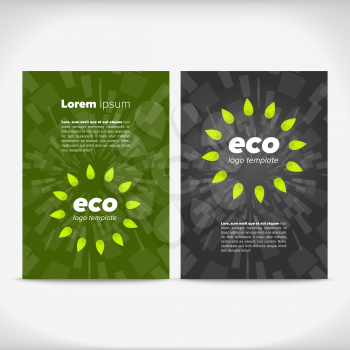 Eco leaflet design with green and black backgrounds