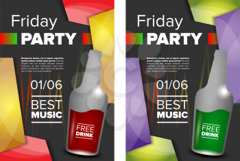 Weekend party. Friday party banner or invitation