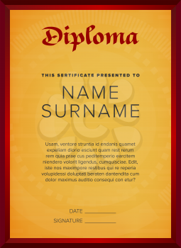 Diploma, certificate design template with seal and ribbon