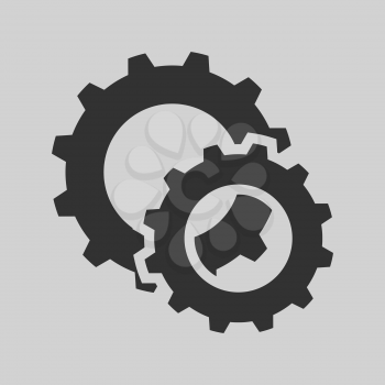 black cogs gears on a gray background