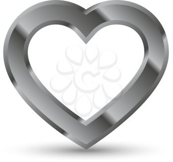 Metal heart shape with shadow vector illustration