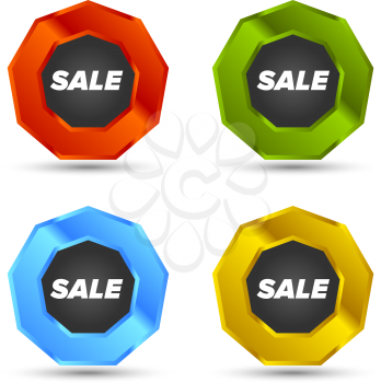 Colorful Vector Sale Tags In shiny squares