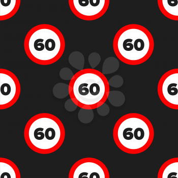 Seamless road sign pattern on a black background