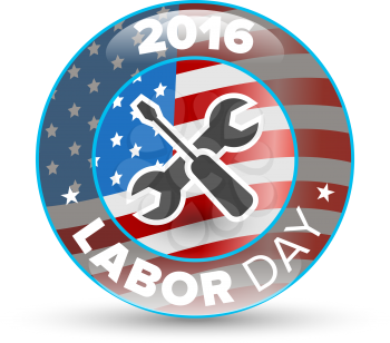 Labor Day badge with USA flag on a white background
