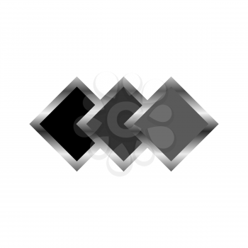 black triangles icon with metallic shiny border