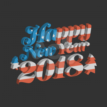 Happy New Year 2018 with USA flag background