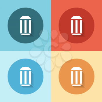 flat recycle bin icon on a color background