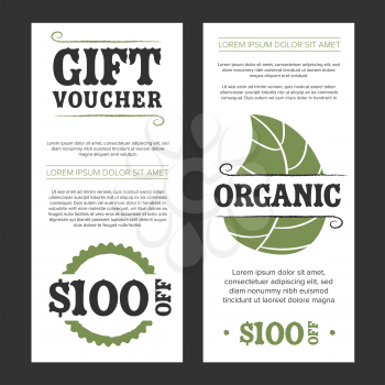 Gift voucher organic food with white background