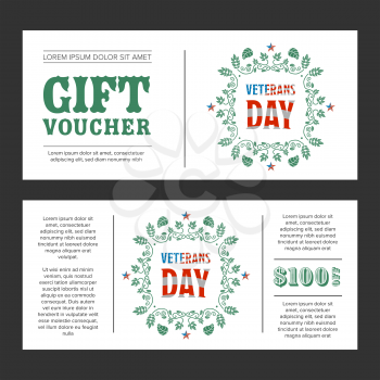 Gift voucher Veterans Day with white background