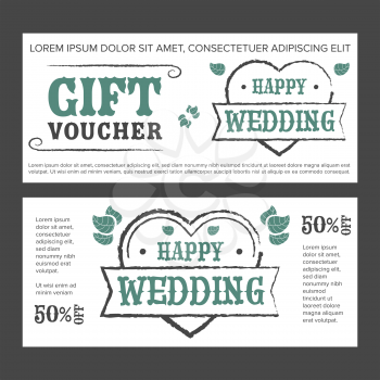 Gift voucher for wedding with golden elements