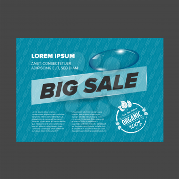 Big Sale banner organic food theme with blue background