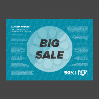 Big Sale banner with glass circle and blue background