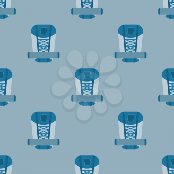 Backpack seamless pattern on a blue background