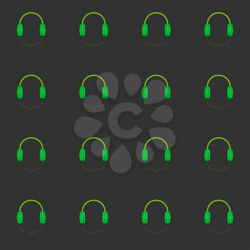 Headphones seamless pattern on a gray background