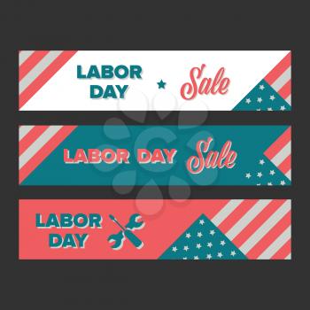 Labor day banner in vintage style with usa flag